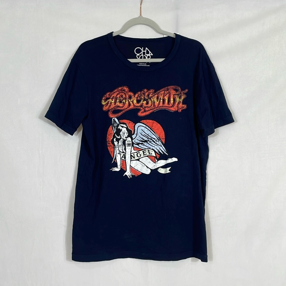 Chaser Crew Neck Tee Shirt Size L Aerosmith Navy NWT